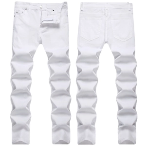 Herren Slim Fit Weiße Denim Jeans Hoch Elastisch Gewaschene Lässige Hose Für Alle Jahreszeiten Herren Fashion Streetwear