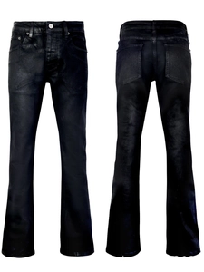 Herren Hochwertige Schwarze Schlagjeans Elastische Slim Fit Baumwolle Denim Hose American Streetwear Casual Einfarbig Lange Hose