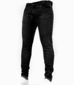 Men's stylish black slim-fit denim jeans with high-stretch fabric and classic 5-pocket design