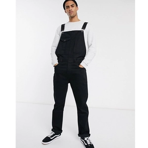 Classic men's black denim overalls with adjustable straps and front pocket in workwear style