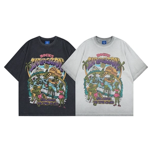 Detail of vintage American streetwear t-shirts with alien print in black and grey