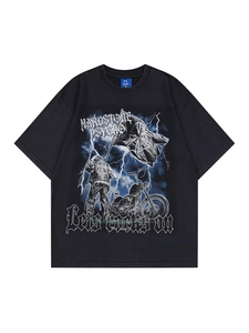 T-shirt noir hip hop avec motif Hardstone Psycho rock et imprimé Let's Rock en strass