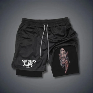 Men's 2-in-1 quick-dry sports shorts with breathable mesh and unique graphic print