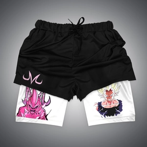Detail of 2-in-1 shorts showing inner lining with high-definition anime character print
