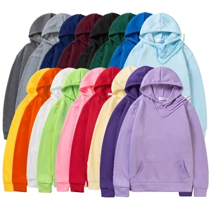 Detailed display of sixteen vibrant colors for this hooded fleece sports sweatshirt