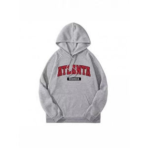 Classic grey hooded sweatshirt with Atlanta Georgia graphic print and kangaroo pocket