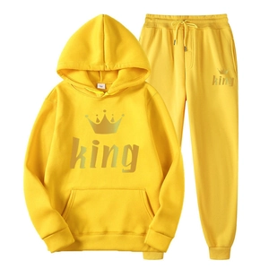 Tuta con cappuccio giallo acceso e logo king con corona dorata taglia M