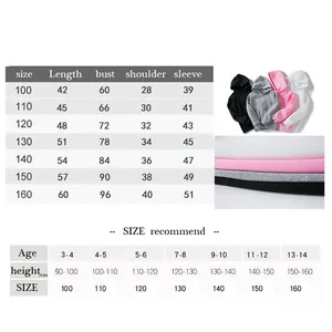 Detailed size chart for kids hooded sweatshirts featuring age and height recommendations