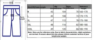 Size chart showing dimensions for men's double-layer camouflage shorts from M to 3XL