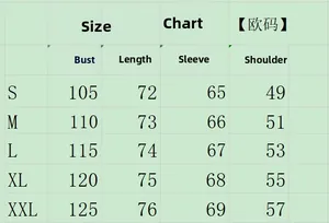Size chart table with dimensions in centimeters for men's hooded checkered sweatshirt