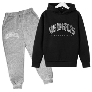 Ensemble sweat à capuche et jogging gris pour enfant avec imprimé Los Angeles en coton