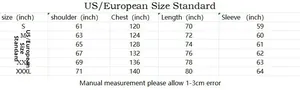 Detailed US and European size chart for heavy zipper hoodie with shoulder and chest measurements