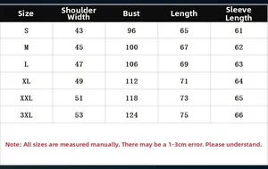 Detailed size chart for Sam and Colby hoodie showing S to 3XL measurement guide