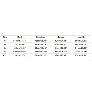 Size chart for women hoodie showing bust, shoulder, and length in cm and inches
