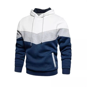 Men Casual Patchwork Hoodie Cotton Blend Long Sleeve Hooded Sweatshirt Color Block Pullover Athletic Top Clothing For Men