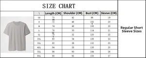 Size chart for men's quick-dry sports t-shirt with detailed chest and length dimensions
