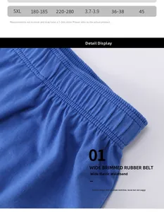 Détail de la large ceinture élastique du boxer pour homme bleu grande taille