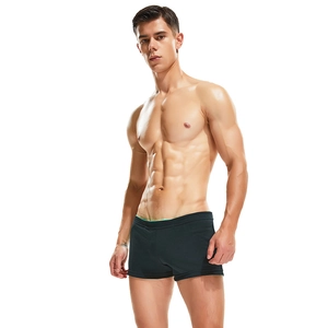 Men's Low Rise Swimming Trunks Cotton Blend Sporty Boxer Shorts With Pockets Contrast Color Beach Swimwear For Fitness