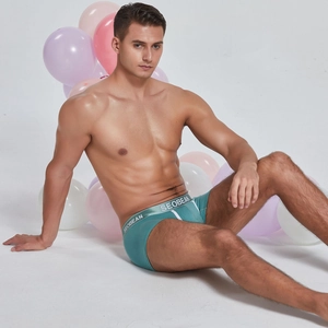 Men's turquoise boxer briefs with U-convex design and elastic branded waistband