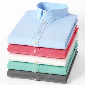 Classic men's long-sleeve oxford shirts in multiple colors with button-down collar