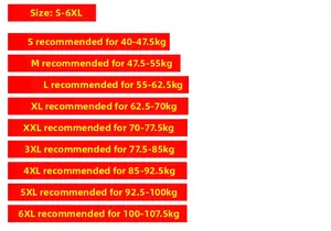 Men's winter denim jacket size chart ranging from S to 6XL with weight recommendations