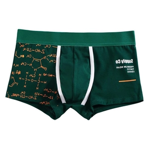 Men's 95% Cotton Boxer Briefs Low Waist Breathable Underwear With Chemical Molecular Print Industrial Style Soft Underpants