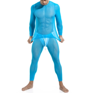 Ensemble de fitness bleu vif en maille respirante avec haut manches longues et legging