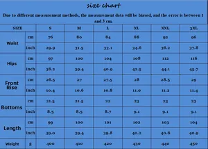 Detailed size chart for men's skinny jeans from S to 3XL including length and waist