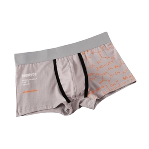 Men's low-rise boxer briefs in grey-purple with chemical molecular structure print