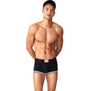 Boxer da uomo neri minimalisti con strisce tricolori e fascia elastica con logo