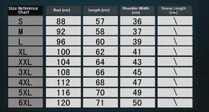 Detailed size chart for men's denim vest showing chest, length, and shoulder measurements