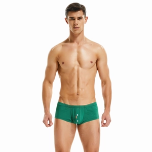 Boxer da uomo a vita bassa in tessuto a quadretti verdi con bottoni decorativi