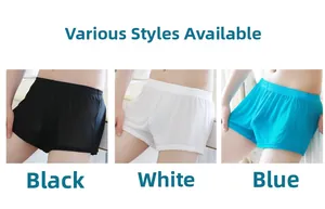 Mens breathable mesh boxer shorts shown in black white and blue colors with elastic waist