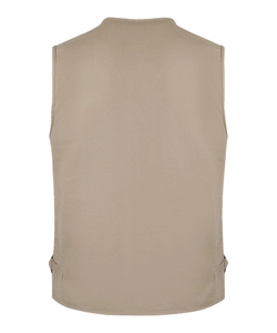Gilet da pesca outdoor da uomo kaki con tasche multiple e orlo regolabile vista posteriore