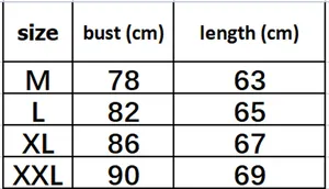 Detailed size guide table for men's seamless vest with chest and length measurements