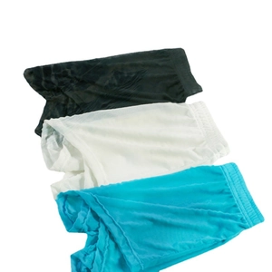 Three-pack men's mesh boxer briefs in black, white, and blue with elastic waistband