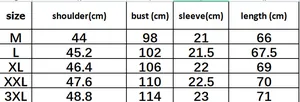 Tableau détaillé des tailles pour t-shirt homme à manches courtes avec mesures en cm