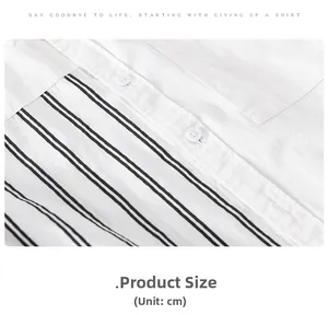 Detail of white striped shirt showing neat stitching, buttons and pocket texture
