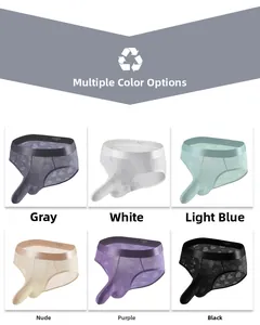 Six colors of breathable men's briefs with heart jacquard and pouch design
