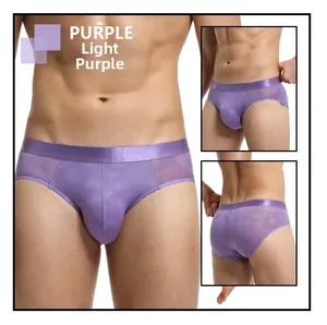 Detail of light purple men's mesh briefs featuring heart patterns and 520 heart print