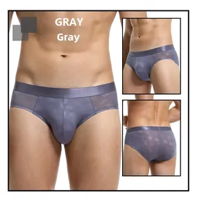 Detail view of men's dark gray breathable briefs with heart pattern and 520 print