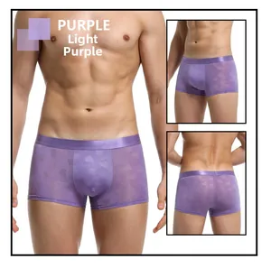 Detail of light purple men's boxer briefs with heart jacquard and 520 pattern