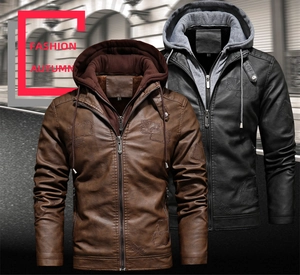 Detail showing faux leather texture and diamond quilted shoulder pads on men jacket