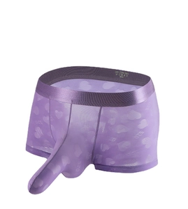 Purple heart pattern mesh men's boxers with 520 print and large pouch design