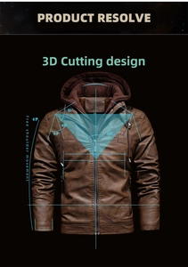 Close-up of brown PU leather jacket featuring 3D cutting and quilted shoulder patches