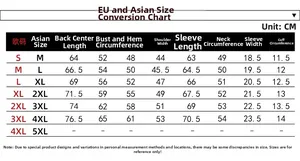 Size chart showing EU and Asian size conversion for men's hooded faux leather jackets