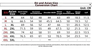 Detailed European and Asian size chart for men's PU leather motorcycle jacket fits
