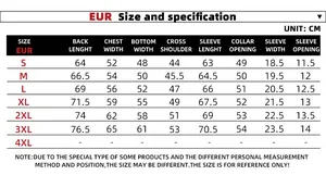 Detailed size chart in centimeters for men's PU leather jacket with EUR S to 3XL measurements