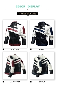 Vue détaillée du blouson moto en cuir PU pour homme avec empiècements et rembourrage