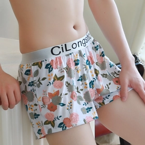 Men's loose boxer shorts with floral print and a wide elastic waistband for comfort